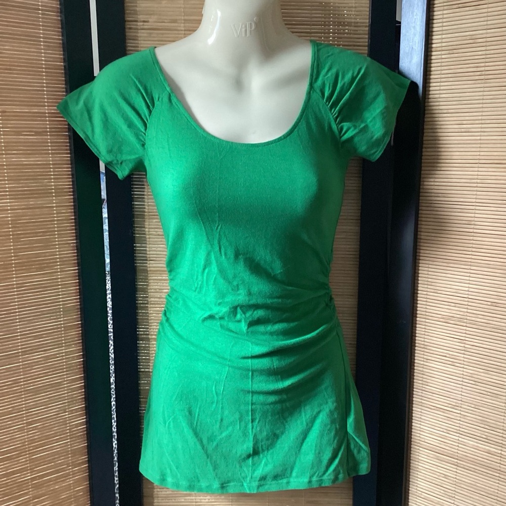 Vintage Y2K Next Era Ruched Short Sleeve Top Sz S Kelly green